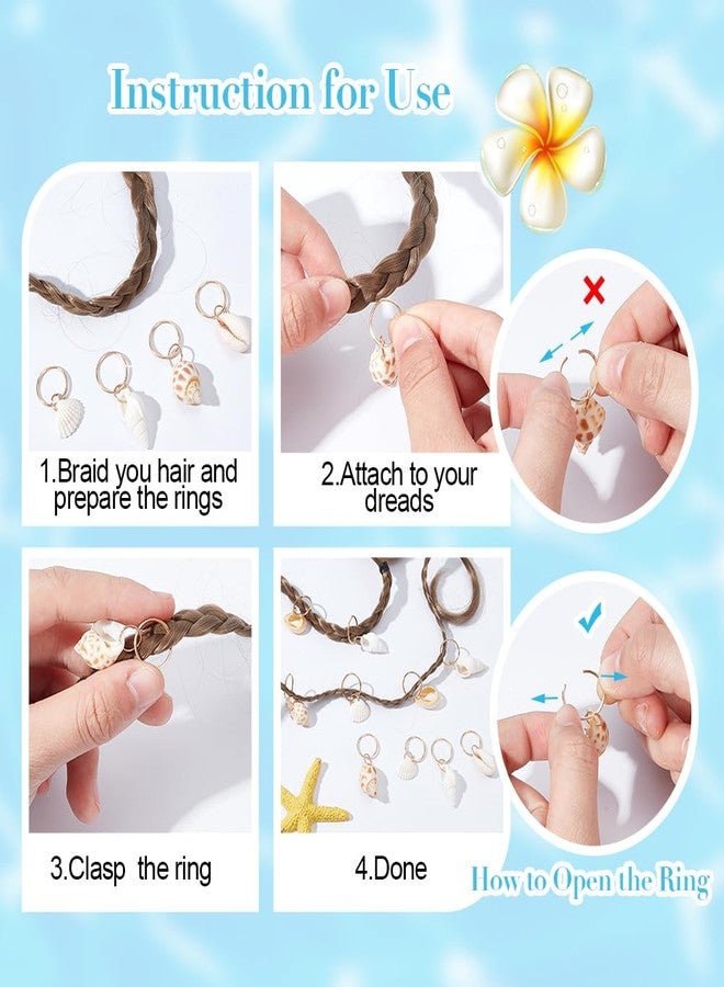 مجموعة PLIGREAT من 60 قطعة من حلقات وزينة دريدلوك على شكل صدفة بحرية، ديكورات شعر عتيقة، زينة شعر صيفية على طراز الشاطئ، مشابك شعر دريدلوك مزخرفة للنساء والرجال، إكسسوارات دريدلوك - Image 4